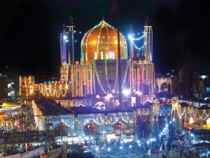 Shrine of Lal ShahBaz, lit up for the anniversary of his death